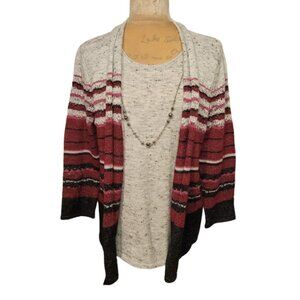 NWT Alfred Dunner Layered Look Sweater Detachable Necklace Size S
